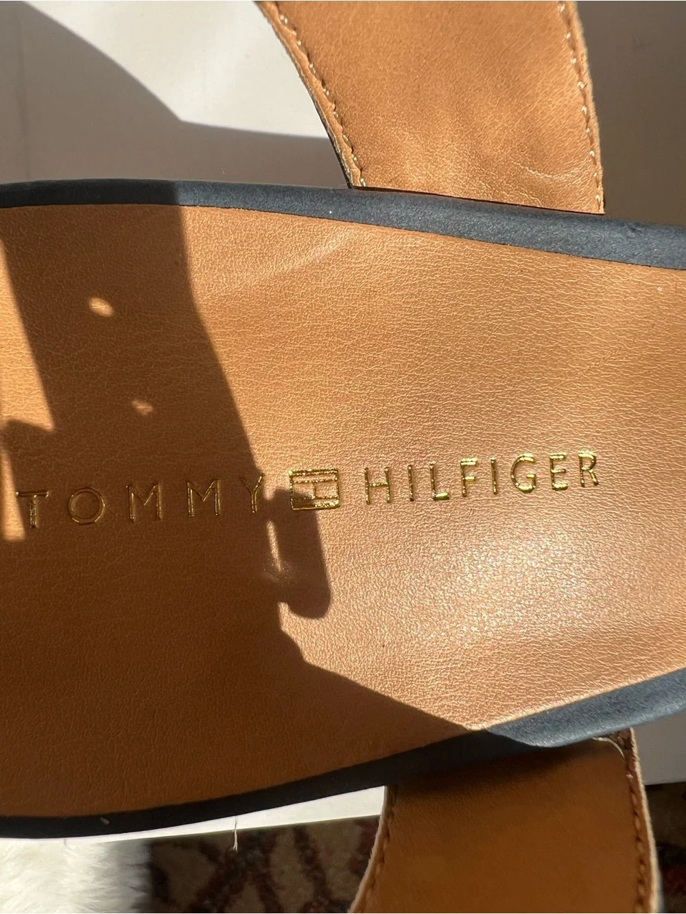 Tommy Hilfiger Navy Leather Espadrille Wedge Sandals